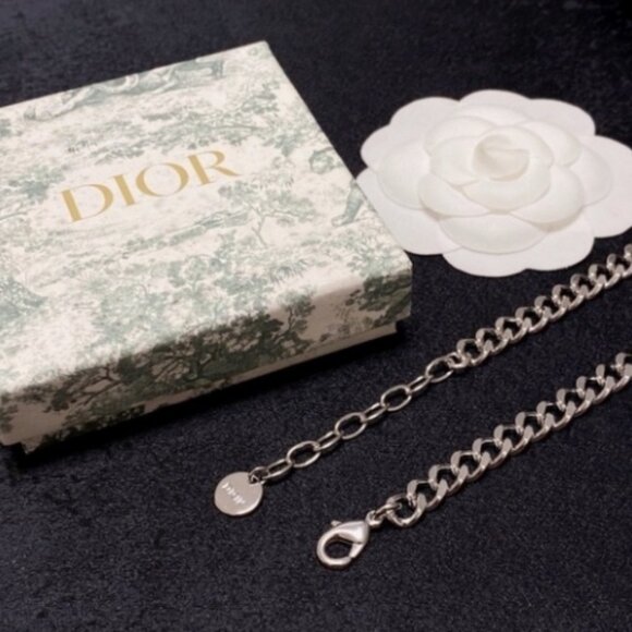 Pave DIOR Lettering Chain Necklace, Adjustable - Picture 4 of 7